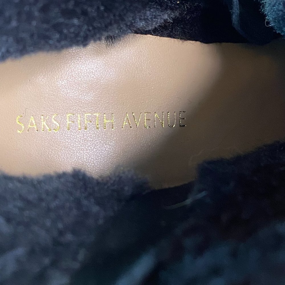 Saks Fifth Avenue Faux Fur Lined Wedge Bootie Black - Picture 8 of 8